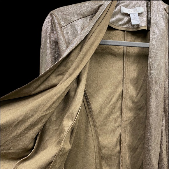 Chico’s Size 1 (Medium) Bronzed Metallic Jamie Jacket $129 Open Front, Unlined - Picture 10 of 10